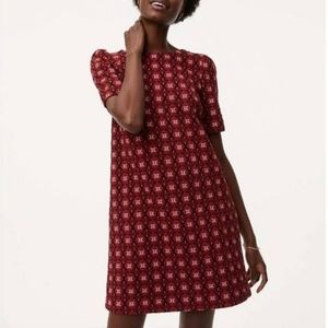 Loft Cherry and Black Knit Shift Dress